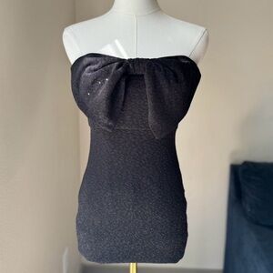 Lovely Day Black Strapless Sparkly Mini Dress Size Small